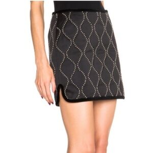 Alexander Wang Stud Mini Black Velvet Thick Skirt